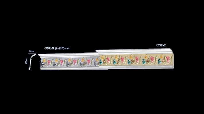 Colorful Plaster Ceiling Cornice  : C32-S & C32-C