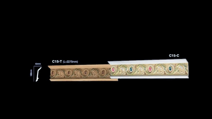 Colorful Plaster Ceiling Cornice : C15-T & C15-C