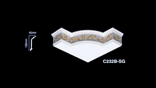 Cornice Corner Warna-Warni : C232B-SG Cornice Corner Warna-warni Siling Kapur Carta Pilihan Warna Corak