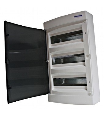 Wall-mounting PVC 3-row Enclosure, 36MW, transparent door