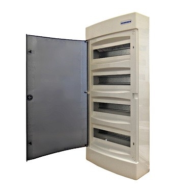 Wall-mounting PVC 4-row Enclosure, 48MW, transparent door 