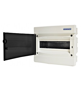 Flush-mounting PVC 1-row Enclosure, 12MW, transparent door 