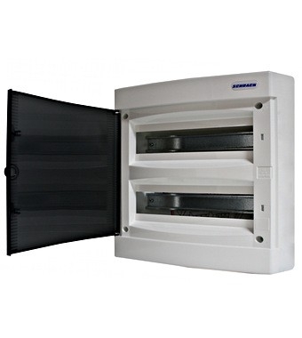 Wall-mounting PVC 2-row Enclosure, 36MW, transparent door 