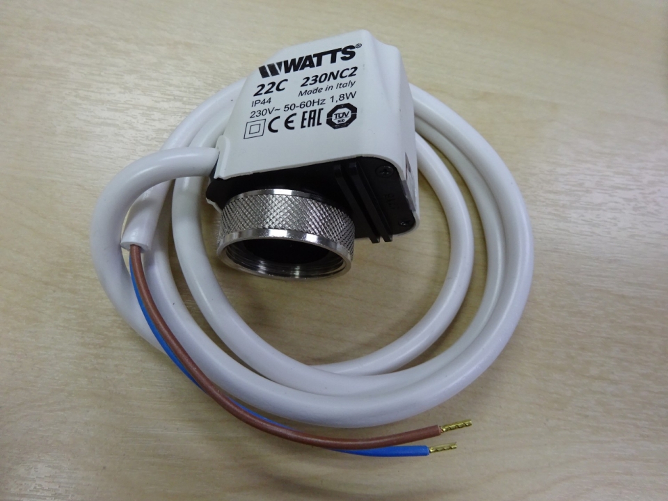 WATTS 22C SERIES ELECTROTHERMIC ACTUATOR, P/N 22C230NC2, 230 VAC POWER SUPPLY, CABLE DIA. 7.2mm (ITALY)