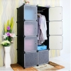 Portable DIY Design Stackable 8 Cube Storage Cabinet Stackable Wardrobe Storage (Black) with Free 1 Hanging Rod (Black) Wardrobe Bedroom