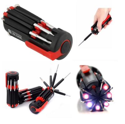 Professional 8 in 1 Mini Screwdriver Set with 6 LED Torch