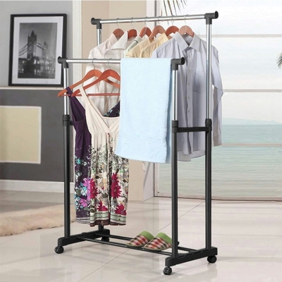 Durable Steel & Adjustable Height Double Garment Rack