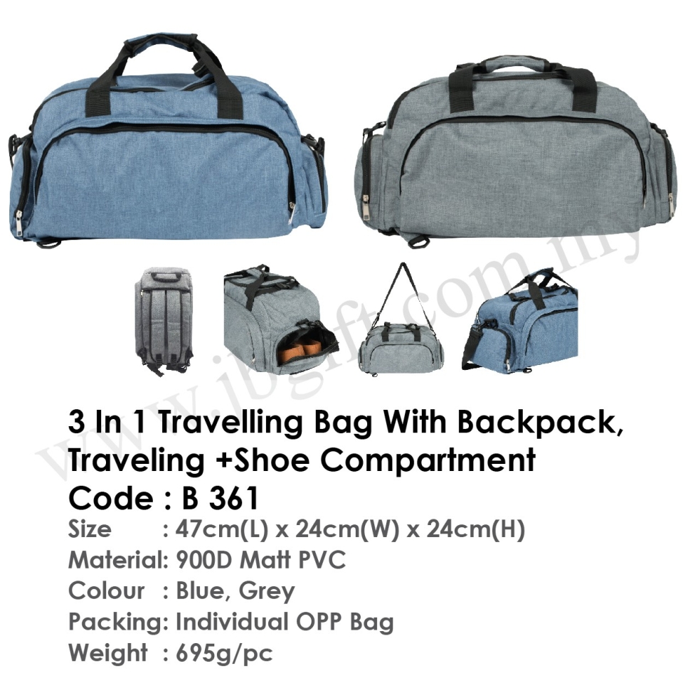 3 in 1 Traveling Bag With Shoe Compartment B 361 Travelling Bag Bag