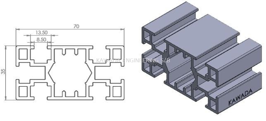 Aluminium Profile 35 X 70