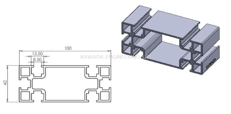 Aluminium Profile 40 X 100