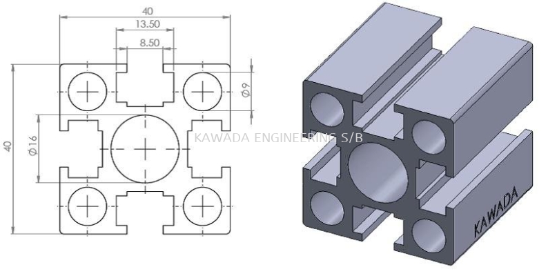 Aluminium Profile 40 X 40 (Heavy Duty) 