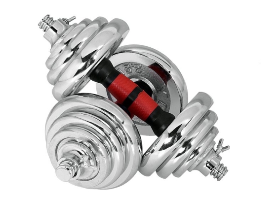  2 Way Adjustable & Convertible Chrome Dumbbell Barbell with Casing