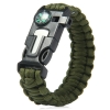 5 in 1 Outdoor Survival Paracord Bracelet-Flint Starter, Compass, Whistle, Paracord Rope (Green) Hardware & Fitness