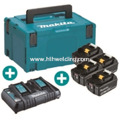 Makita Battery Kit18V5.0Ah x 4pc, Multi Charger x 1pc MKP3PT184