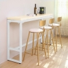 ACCENT White Steel Leg Melamine Board Bar Table (Light Brown) Bar Table & Stool Kitchen & Dining