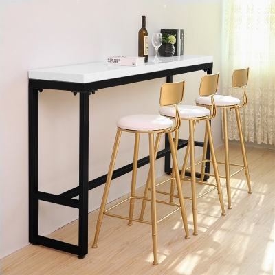 ACCENT Black Steel Leg Melamine Board Bar Table (White)