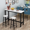 CIEL Black Steel Coffee High Table Long Bar Table with 2 Chair Bar Table & Stool Kitchen & Dining