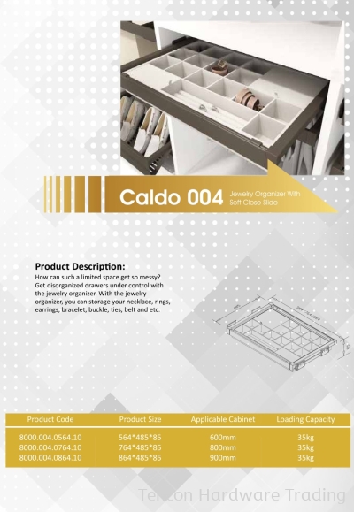 CALDO 004 JEWELRY ORGANIZER WITH SOFT CLOSE SLIDE