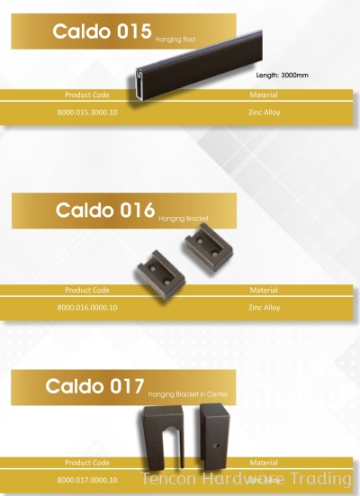 CALDO 015, 016, 017HANGING ROD, BRACKET