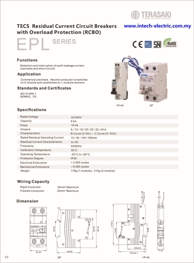 Terasaki TECS EP series - RCBO