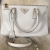 (SOLD) Prada Saffiano BN1801 Lux Tote in White with Long Strap Prada