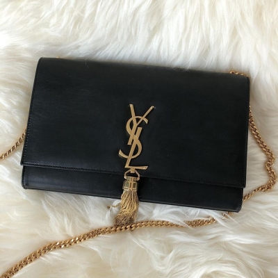 YSL Medium Kate Tassel in Black with GHW