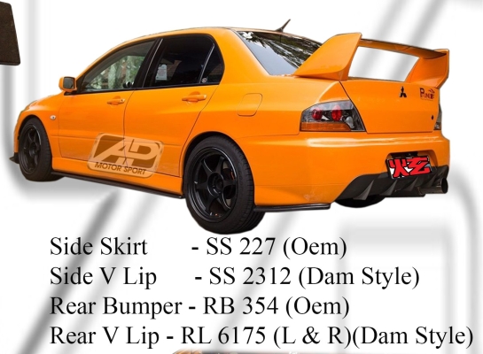 Mitsubishi Evo 9 Oem Side Skirt, Rear Bumper 