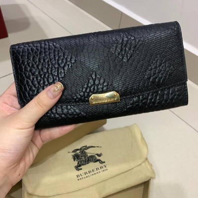 Brand New Burberry Full Leather Long Wallet in Black