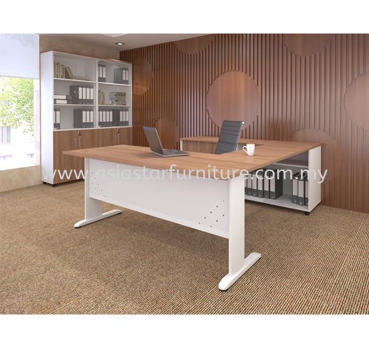 JOY L-SHAPE DIRECTOR TABLE & SIDE CABINET FULL SET - Office Furniture Manufacturer Director Office Table | Director Office Table Sentul | Director Office Table Brickfield | Director Office Table Damansara Jaya