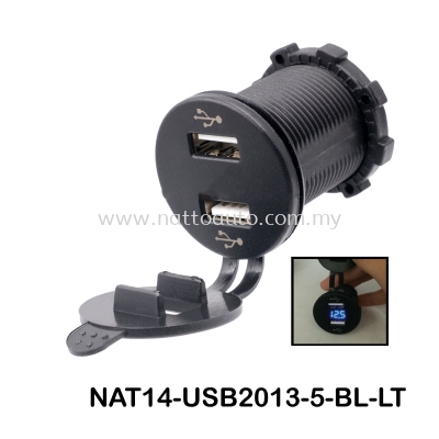 Waterproof Dual Ports USB Charger Socket Adapter Power Outlet Display Voltmeter for 12-24V Car Boat Motorcycle Vehicles 4.2A DUAL USB CHARGER SOCKET & VOLTMETER (BLUE)