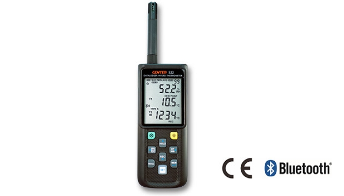 CENTER 522 WIRELESS DATALOGGER HYGRO THERMOMETER (K/J/E/T/N/R/S Type, Bluetooth)