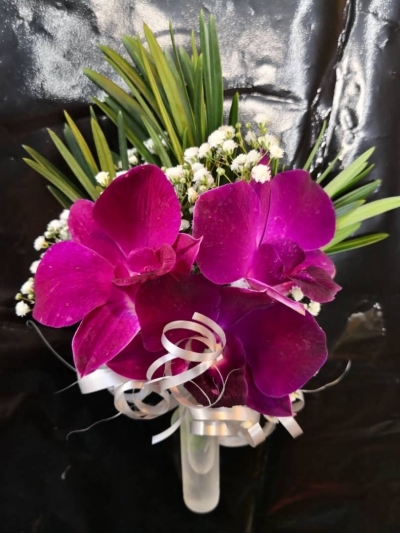 Orchid Pom Corsage (CC-015)