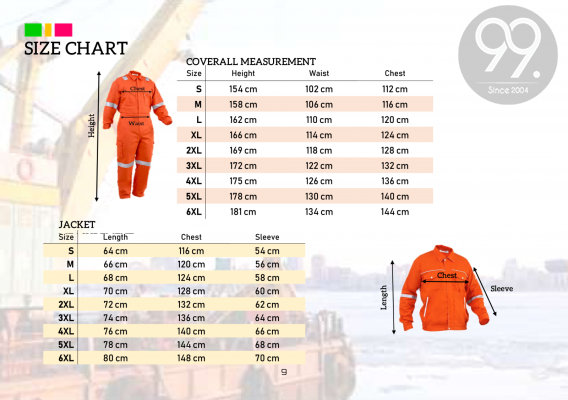 Jacket & Coverall Size Chart