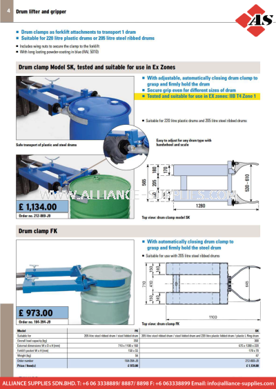 DENIOS Drum Lifting Equipment and Forklift Truck Instructions