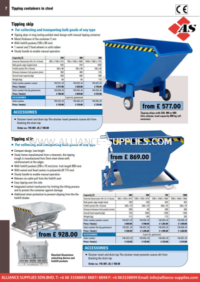 DENIOS Tipping Skips and Stacking Containers in Steel