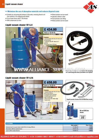 DENIOS Liquid Vacuum Cleaners, Oil Tape Skimmers and Safety Vacuum Cleaners