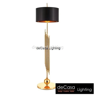 DESIGNER FLOOR LAMP BLACK WITH GOLD HOLDER