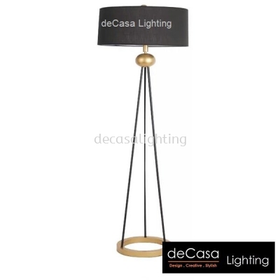 DESIGNER FLOOR LAMP BLACK WITH GOLD HOLDER