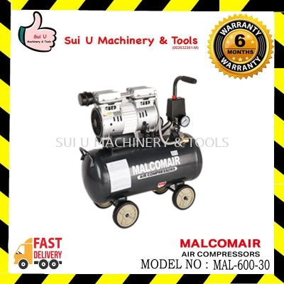 MALCOMAIR MAL-600-30 Oilless Air Compressor 1hp 30litre