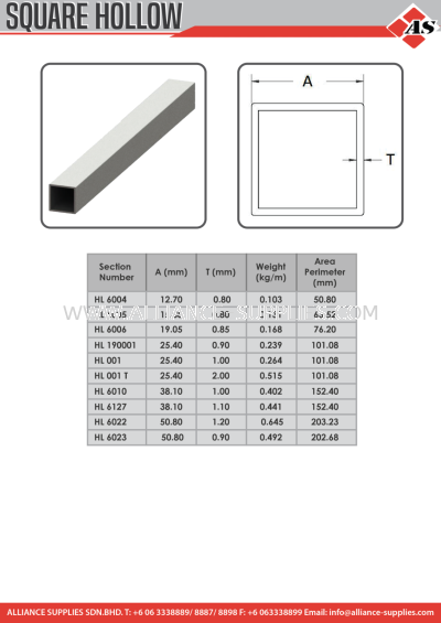 Aluminium Profile Square Hollow