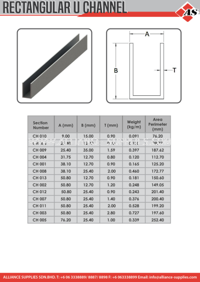 Aluminium Profile Rectangular U Channel