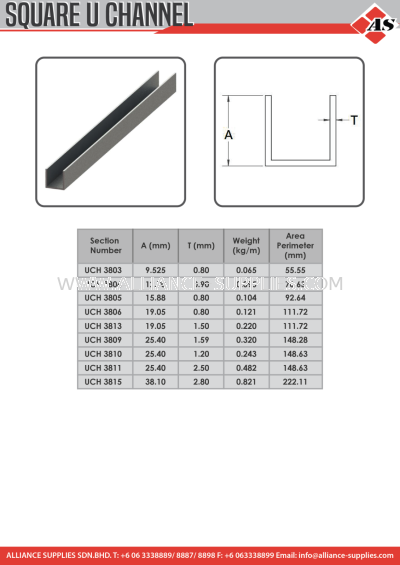 Aluminium Profile Square U Channel