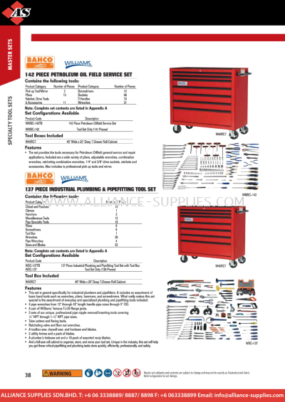  WILLIAMS Specialty Tool Sets