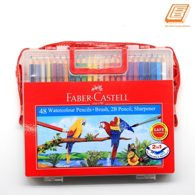 Faber-Castell - 48 Water Colour Pencils + Brush, 2B Pencil ,Sharpener - (114568)
