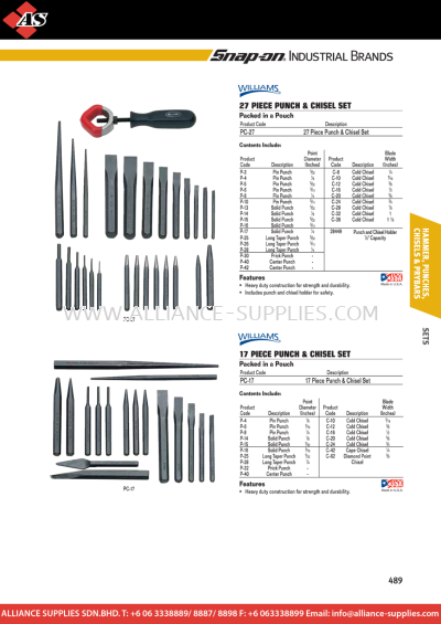  WILLIAMS Punch Chisel Sets