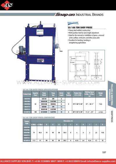  WILLIAMS Shop Press