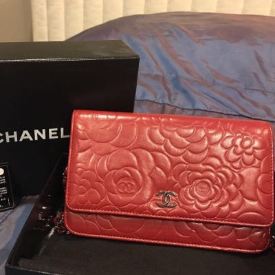 Chanel Wallet on Chain Red Camellia with SHW