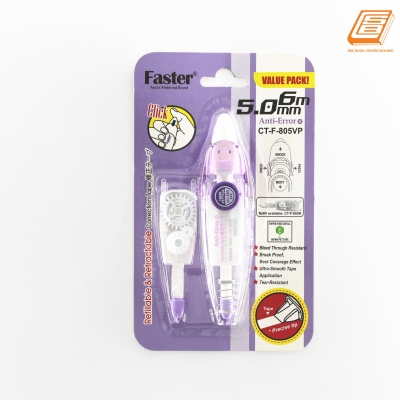 FASTER - Refillable & Retractable Correction Tape  + Refill - 5mm x 6m - (CT-F-805VP)