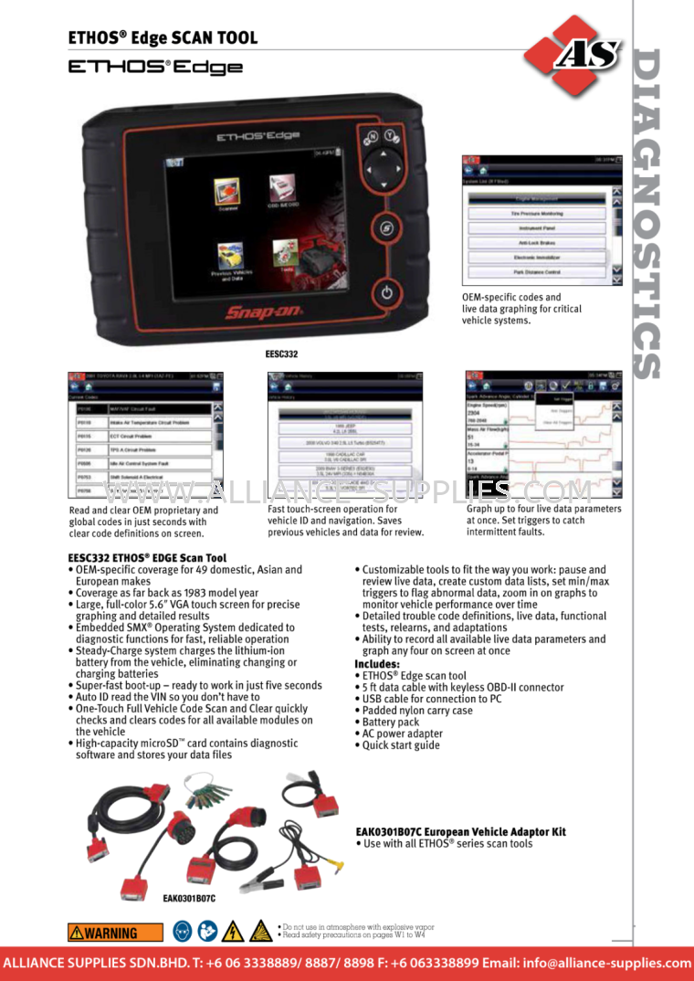  SNAP-ON Ethos® Edge SNAP-ON Ethos Edge SNAP-ON Diagnostics SNAP-ON / WILLIAMS / SIOUX