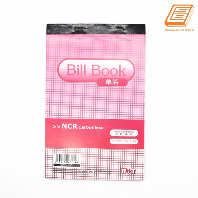 RWT -  NCR Bill Book 3ply - 3 x 20sheet , 201mm x 127mm -(5831)